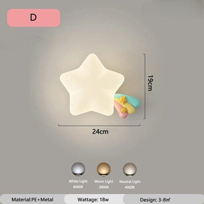 Veilleuse Applique Murale Étoile avec Animaux Mignon pour Enfants