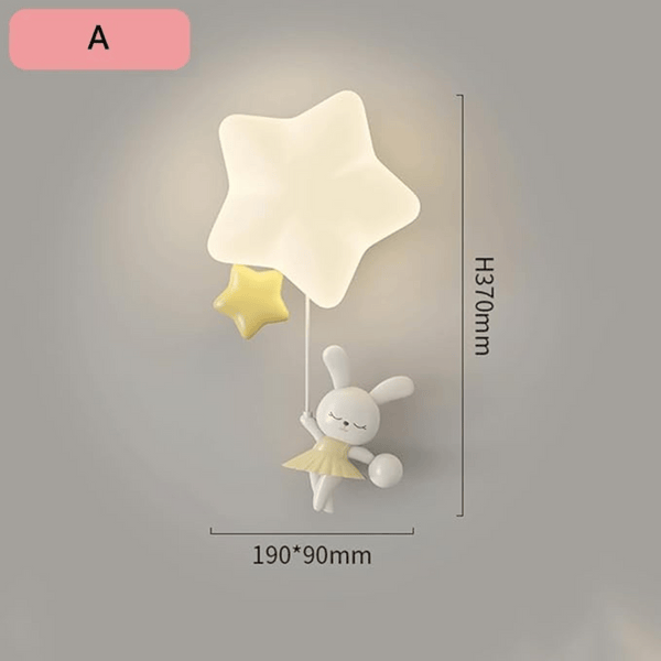 Veilleuse Applique Murale Étoile avec Animaux Mignon pour Enfants