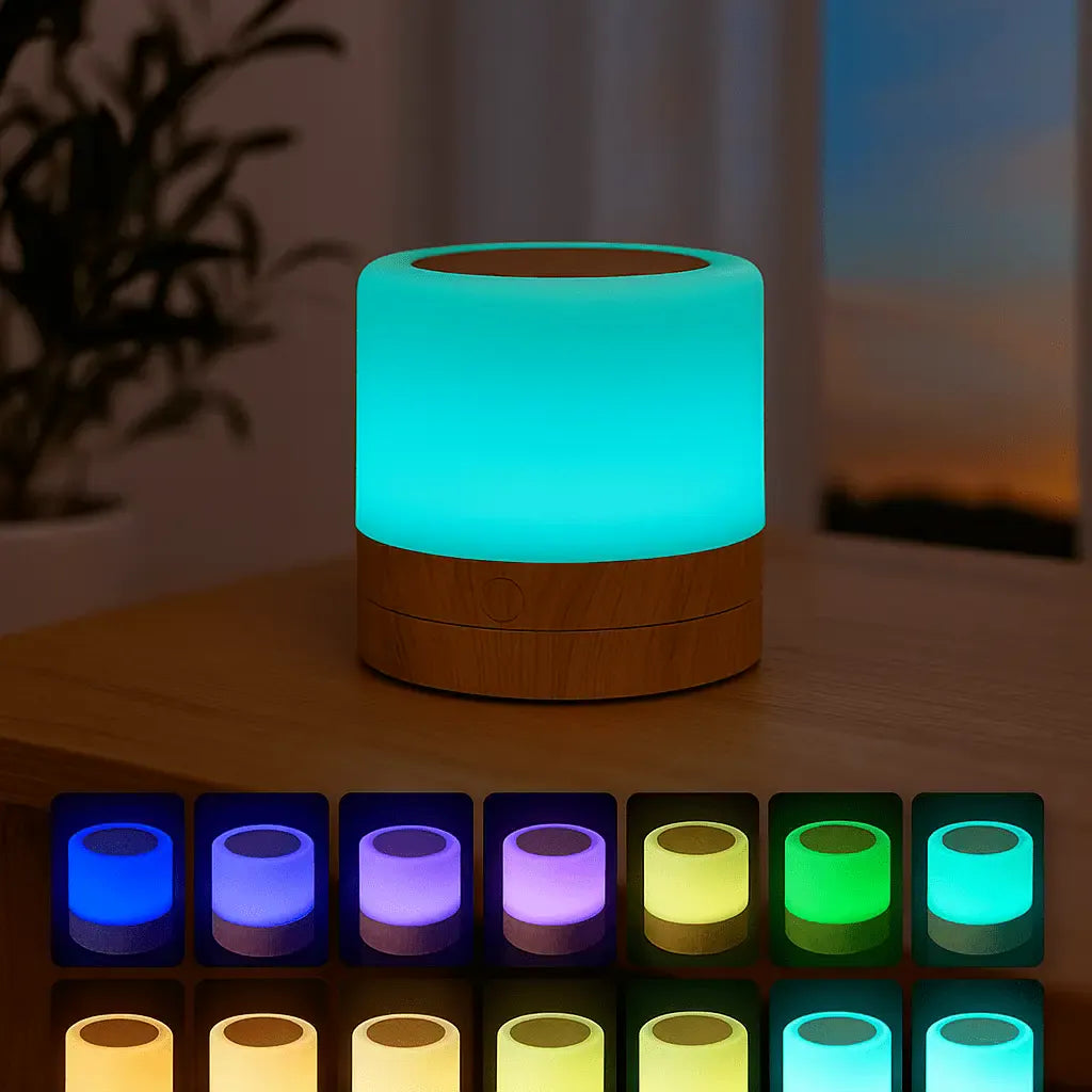 Veilleuse Bois RGB Tactile avec Télécommande - Ambiance parfaite