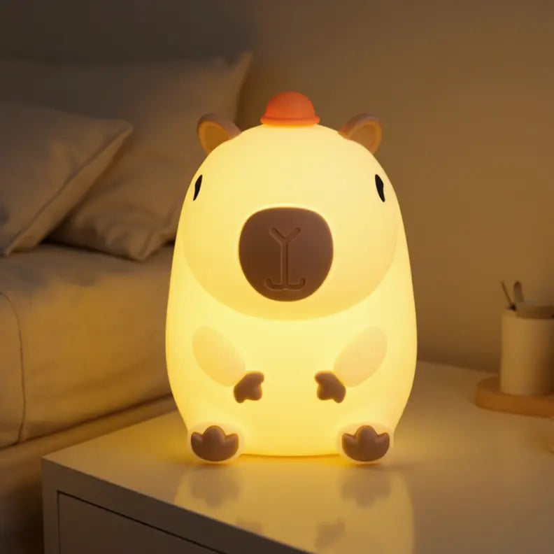 Veilleuse Capybara au Petit Chapeau pour nuits douces et fun