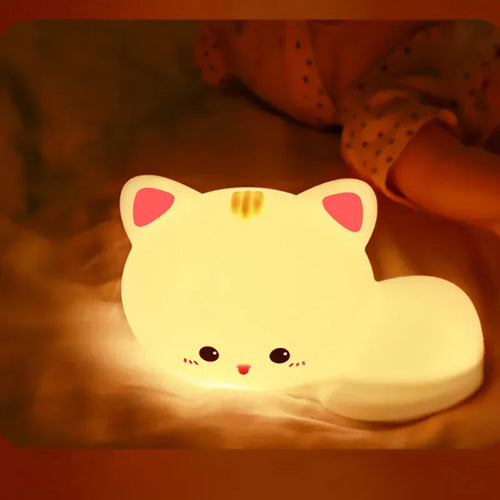 Veilleuse Chat Allongé en Silicone avec Minuteur, idéale nuit