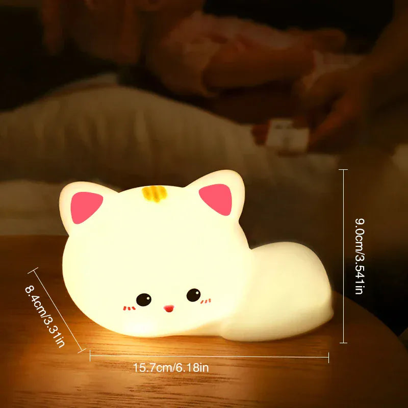 Veilleuse Chat Allongé en Silicone avec Minuteur, idéale nuit