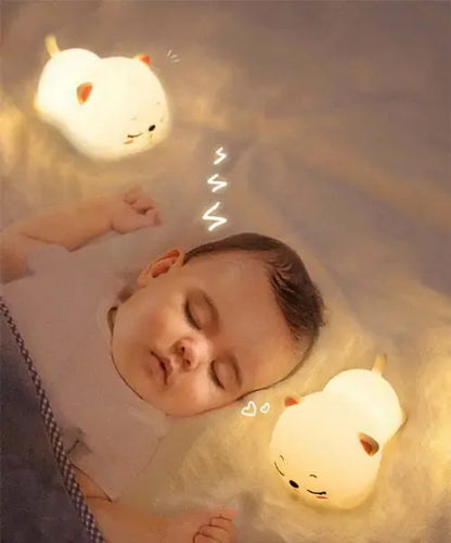 Veilleuse Chat Endormi Tactile en Silicone, douce et pratique