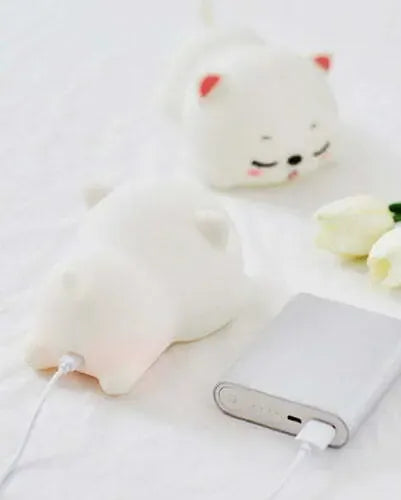 Veilleuse Chat Endormi Tactile en Silicone, douce et pratique