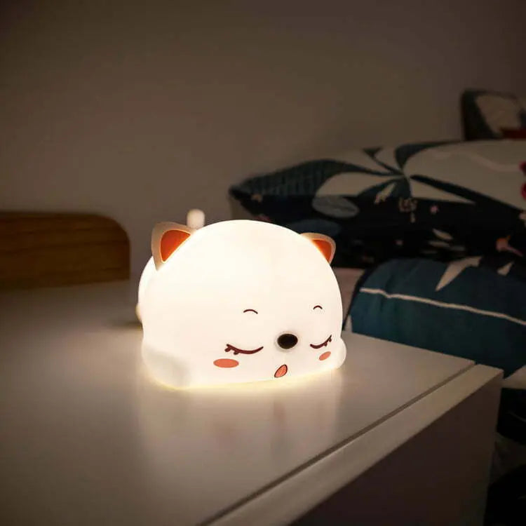 Veilleuse Chat Endormi Tactile en Silicone, douce et pratique