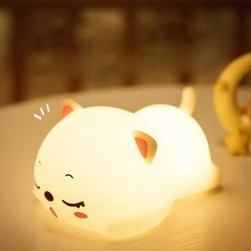Veilleuse Chat Endormi Tactile en Silicone, douce et pratique