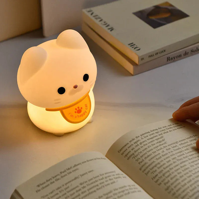 Veilleuse Chat qui Fait Coucou en Silicone et Tactile, idéale mobile