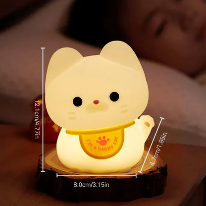 Veilleuse Chat qui Fait Coucou en Silicone et Tactile, idéale mobile