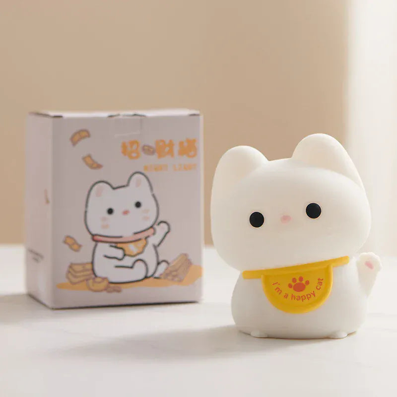 Veilleuse Chat qui Fait Coucou en Silicone et Tactile, idéale mobile