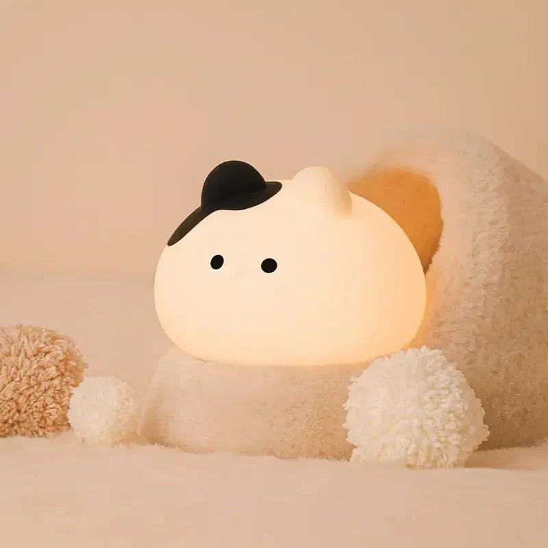 Veilleuse Chat Rond en Silicone Avec Minuteur - Pratique et Mignonne