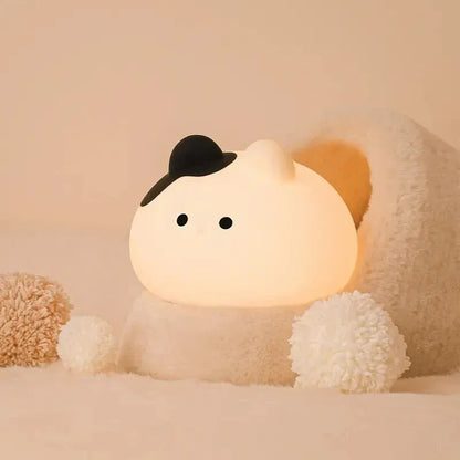 Veilleuse Chat Rond en Silicone Avec Minuteur - Pratique et Mignonne