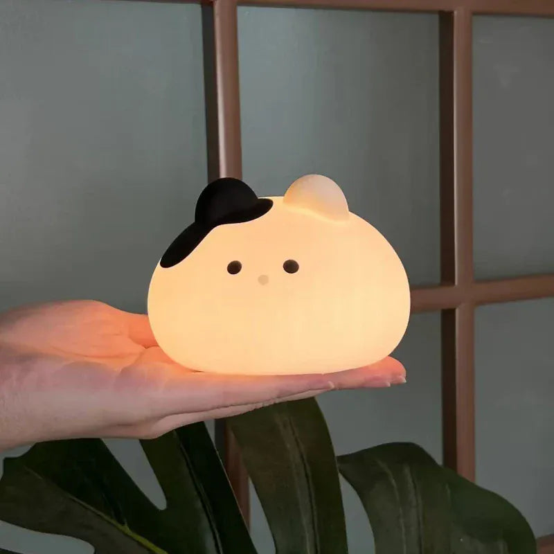 Veilleuse Chat Rond en Silicone Avec Minuteur - Pratique et Mignonne