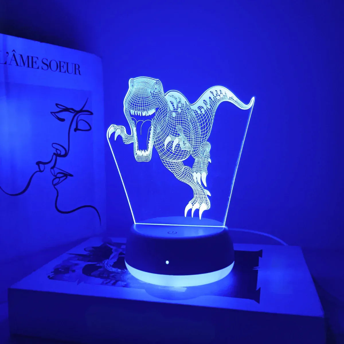 Veilleuse Dinosaure 3D Acrylique Tactile USB pour Enfants
