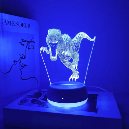Veilleuse Dinosaure 3D Acrylique Tactile USB pour Enfants