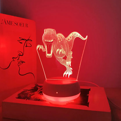 Veilleuse Dinosaure 3D Acrylique Tactile USB pour Enfants