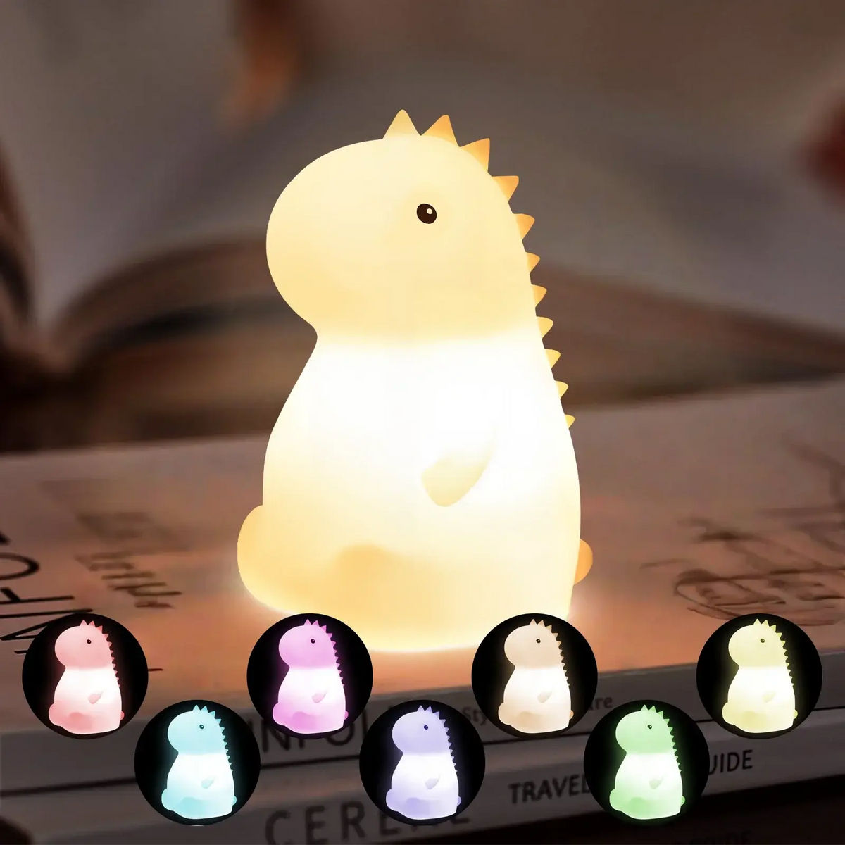 Veilleuse Dinosaure en Silicone RGB Rechargeable USB, idéale pour enfants