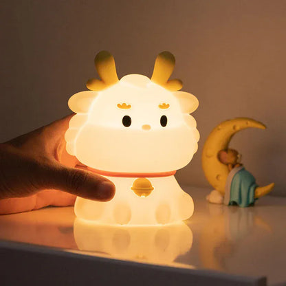 Veilleuse Dragon Potelé en Silicone Tactile - Douceur et Lumière
