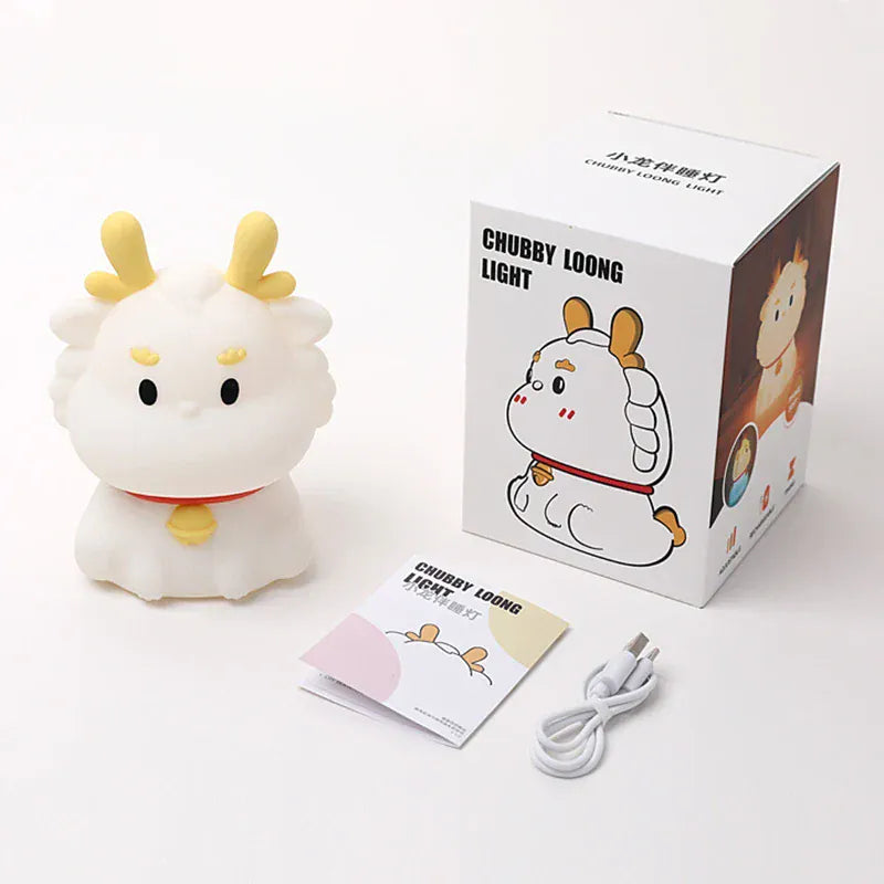 Veilleuse Dragon Potelé en Silicone Tactile - Douceur et Lumière