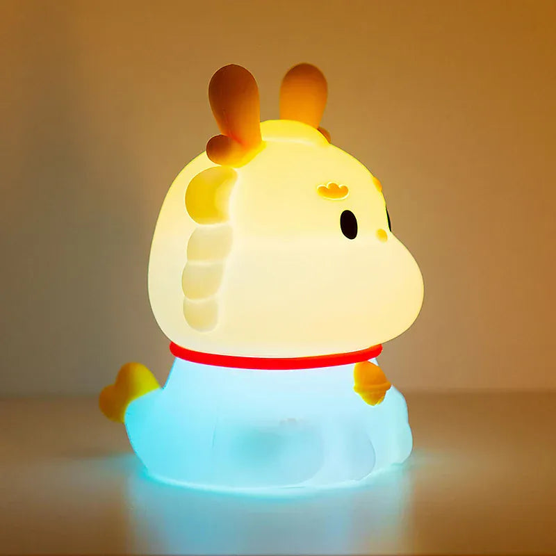 Veilleuse Dragon Potelé en Silicone Tactile - Douceur et Lumière
