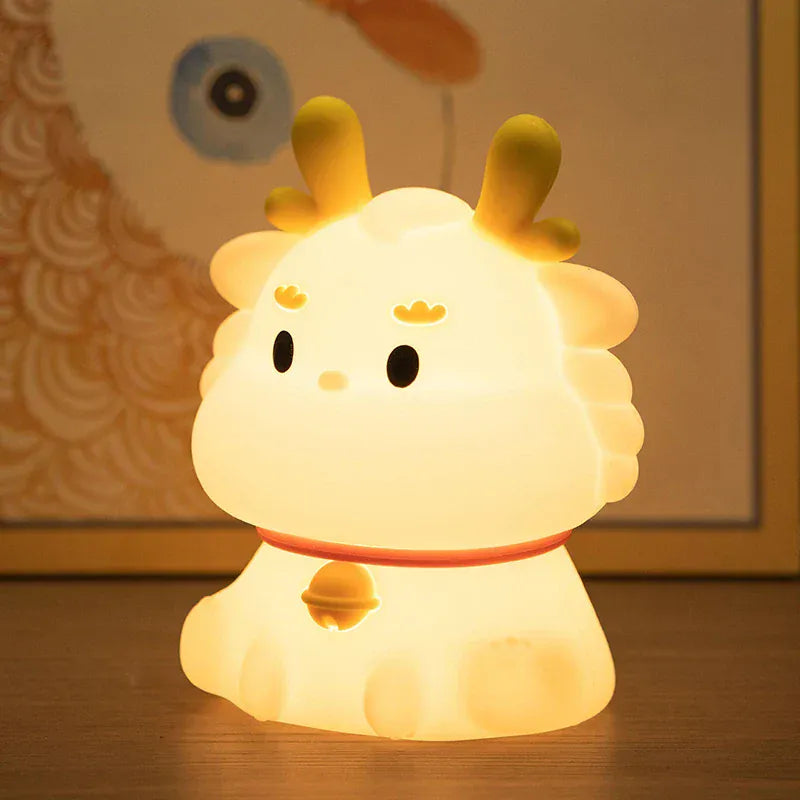 Veilleuse Dragon Potelé en Silicone Tactile - Douceur et Lumière