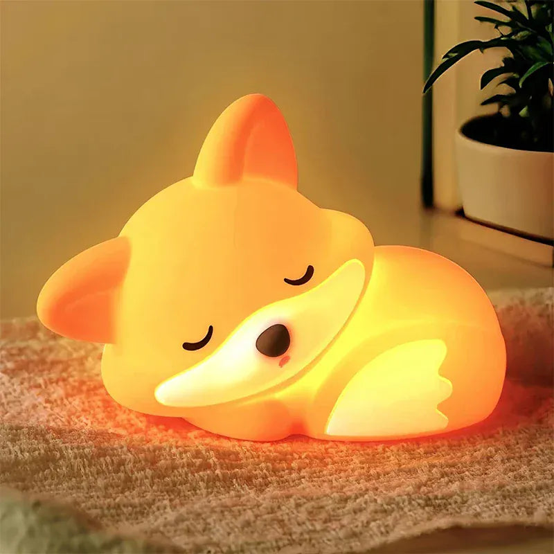 Veilleuse en Forme de Renard qui Dort Tactile pour Enfants