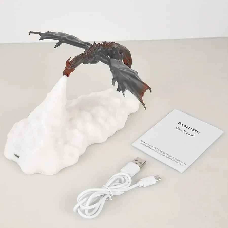 Veilleuse Imprimée en 3D en Forme de Dragon Dinosaure - Unique