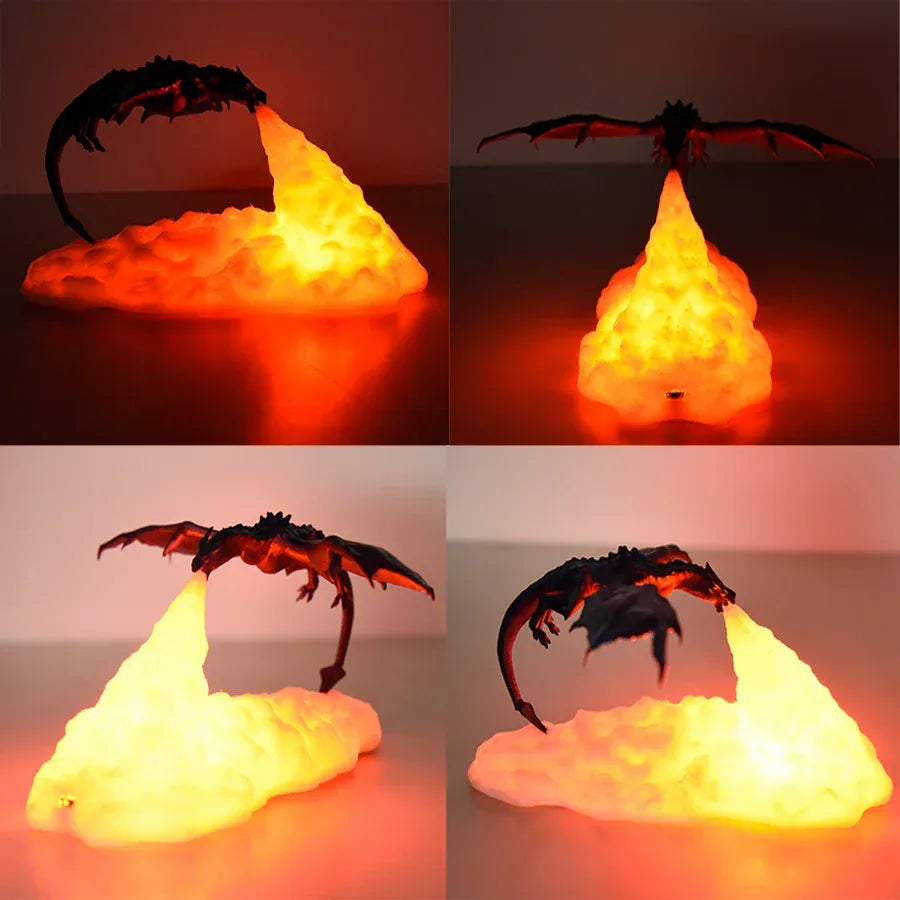 Veilleuse Imprimée en 3D en Forme de Dragon Dinosaure - Unique