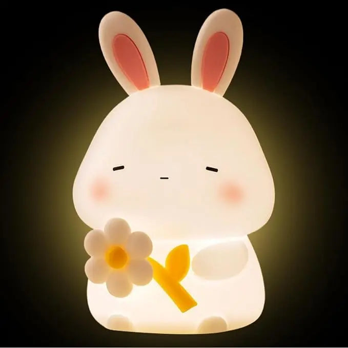 Veilleuse Lapin Bouquet en Silicone Tactile, idéale pour enfants