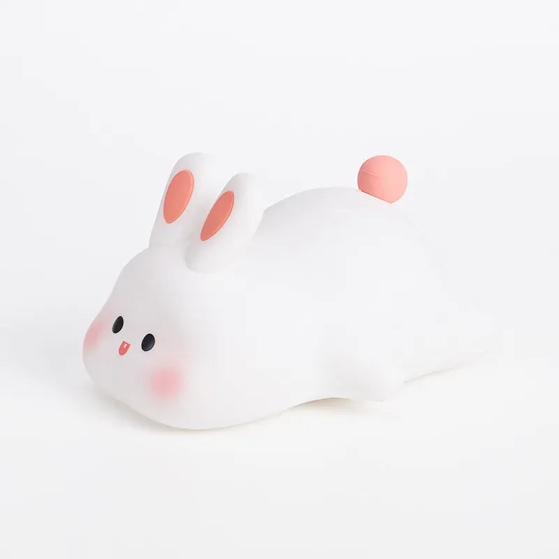 Veilleuse Lapin Pompon Tactile en Silicone - Douceur et Sécurité