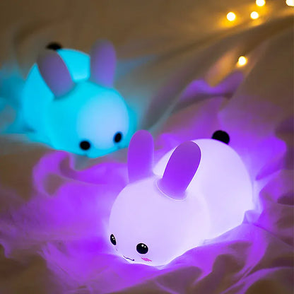 Veilleuse Lapin Tactile et Réglable en Silicone pour Enfants