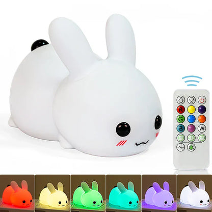 Veilleuse Lapin Tactile et Réglable en Silicone pour Enfants