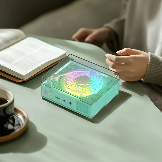 Veilleuse Lecteur Rétro avec Bluetooth et Bruit Blanc, Sommeil Paisible