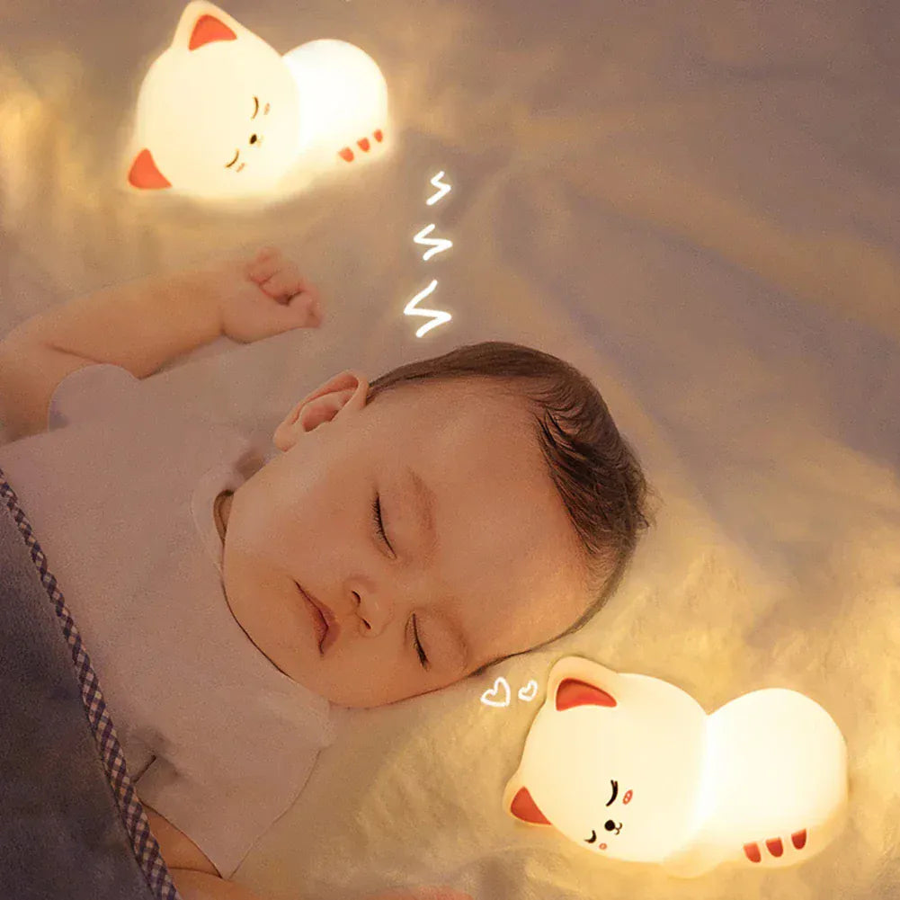 Veilleuse LED en Forme de Chat qui Dort - Douceur et Lumière