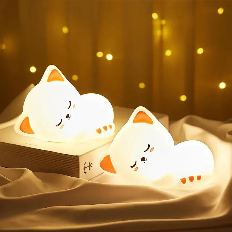 Veilleuse LED en Forme de Chat qui Dort - Douceur et Lumière