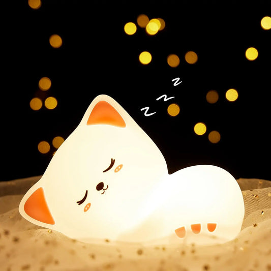 Veilleuse LED en Forme de Chat qui Dort - Douceur et Lumière