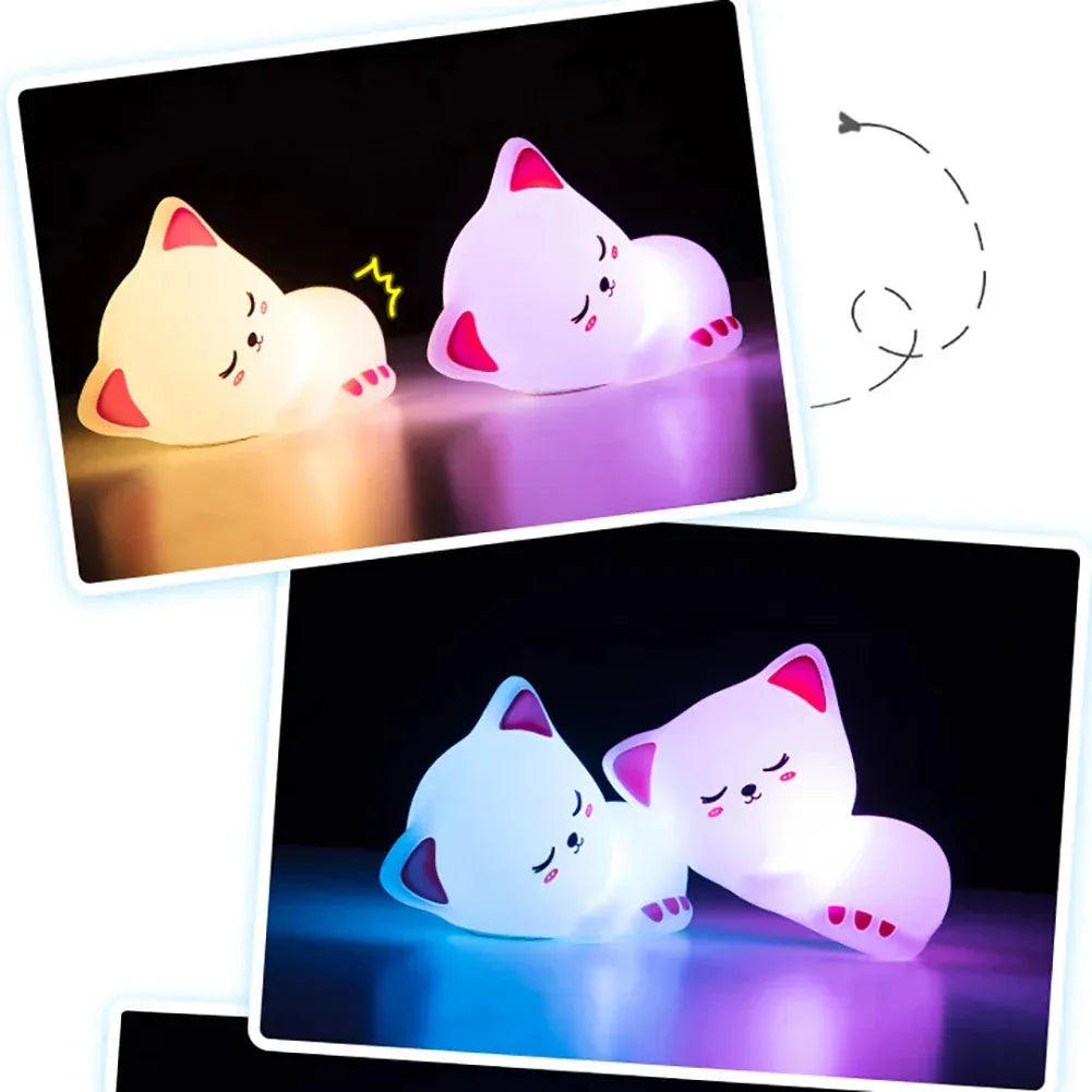 Veilleuse LED en Forme de Chat qui Dort - Douceur et Lumière