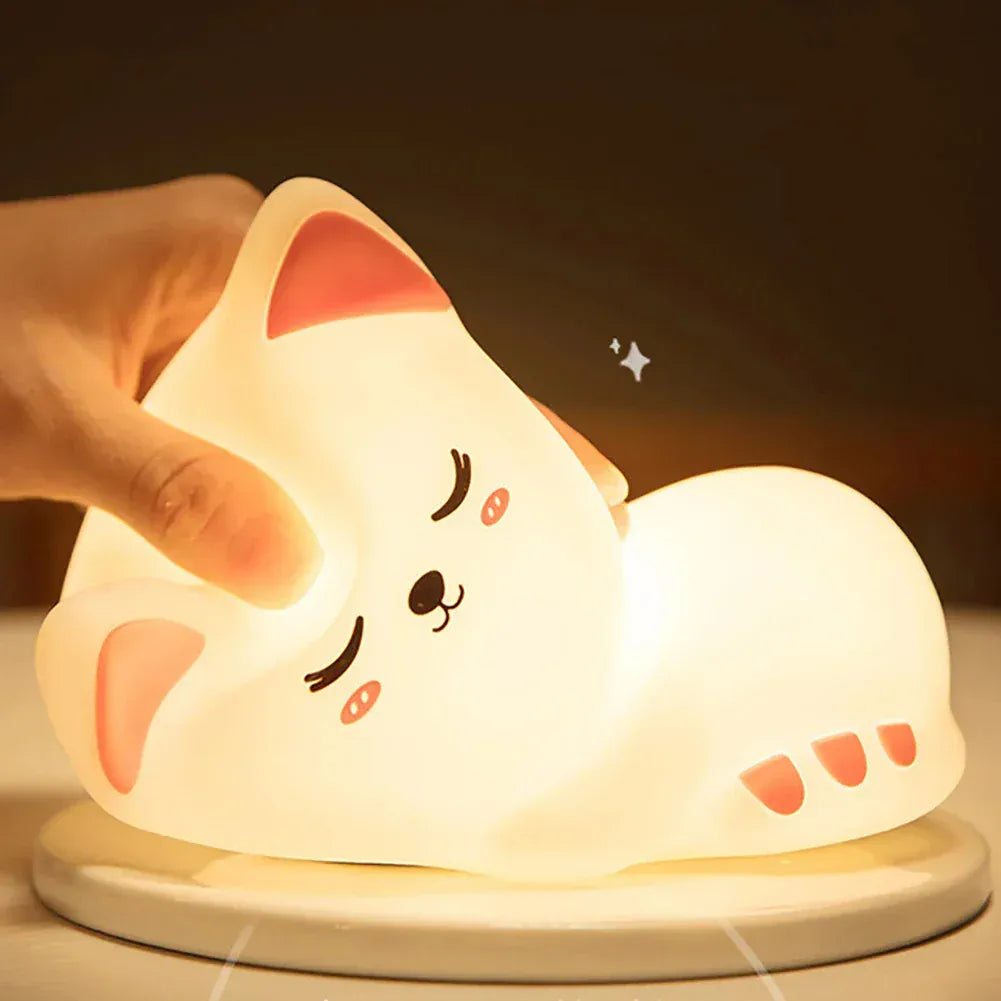 Veilleuse LED en Forme de Chat qui Dort - Douceur et Lumière Image