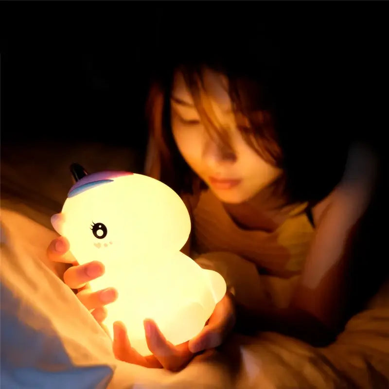 Veilleuse Licorne en Silicone Rechargeable par USB, idéale mobile