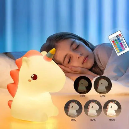 Veilleuse Licorne Mignonne en Silicone Souple et Tactile pour Enfants