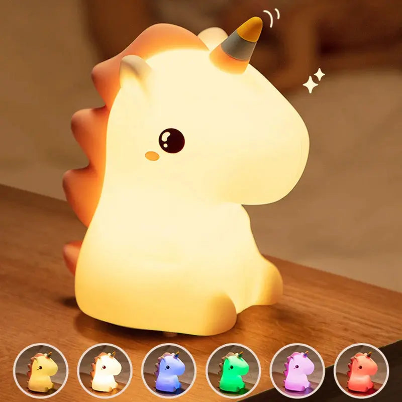 Veilleuse Licorne Mignonne en Silicone Souple et Tactile pour Enfants