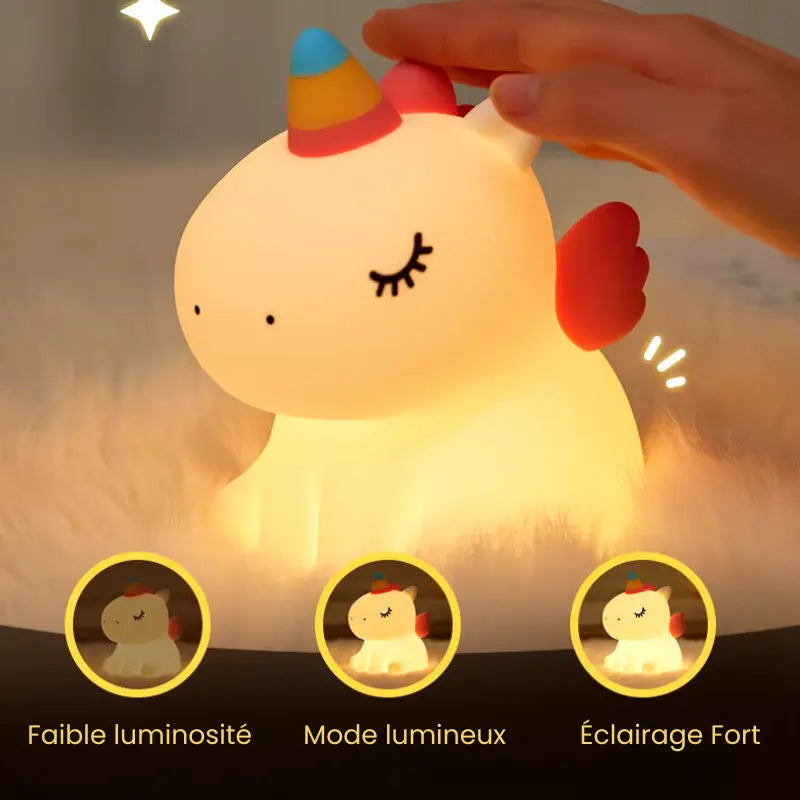 Veilleuse Licorne qui Dort en Silicone pour Douces Nuits