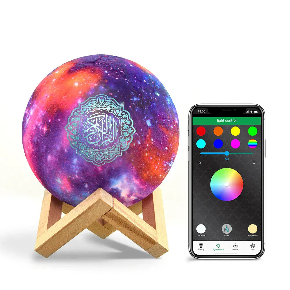 Veilleuse Lune Coran Azan Bluetooth Sans Fil Projection Galaxie