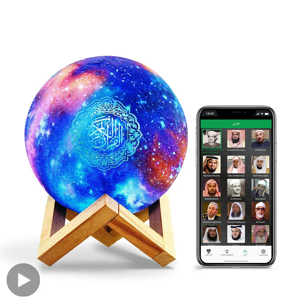 Veilleuse Lune Coran Azan Bluetooth Sans Fil Projection Galaxie
