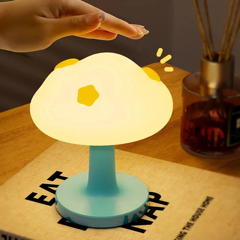 Veilleuse Nuage et Lapin en Silicone en forme de Champignon - Lumineuse et mignonne