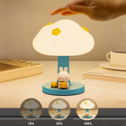 Veilleuse Nuage et Lapin en Silicone en forme de Champignon - Lumineuse et mignonne