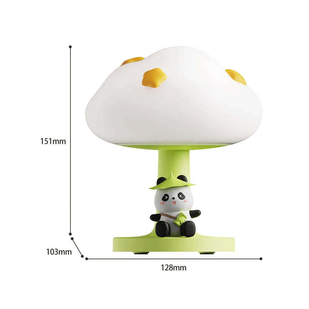 Veilleuse Nuage et Panda en Silicone en forme de Champignon - Parfaite pour la chambre
