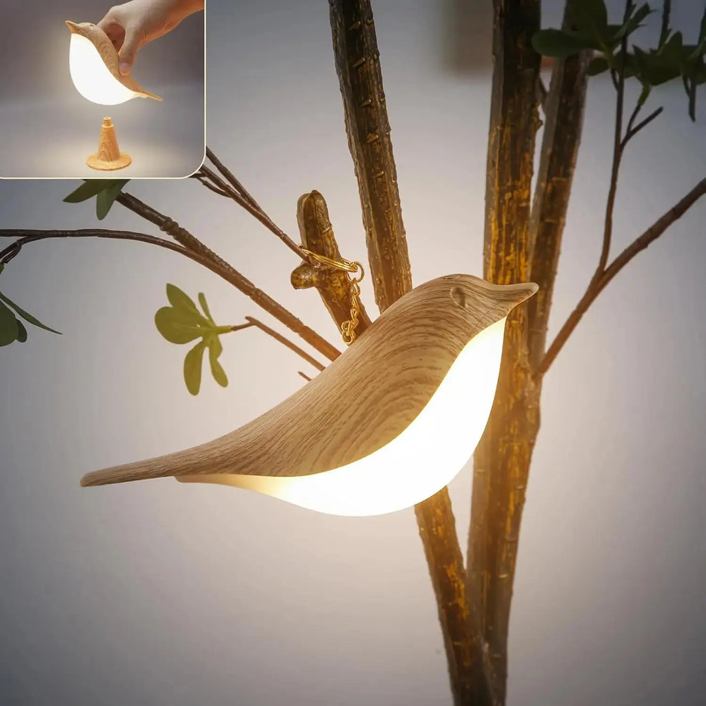 Veilleuse Oiseau en Bois Tactile pour une ambiance douce