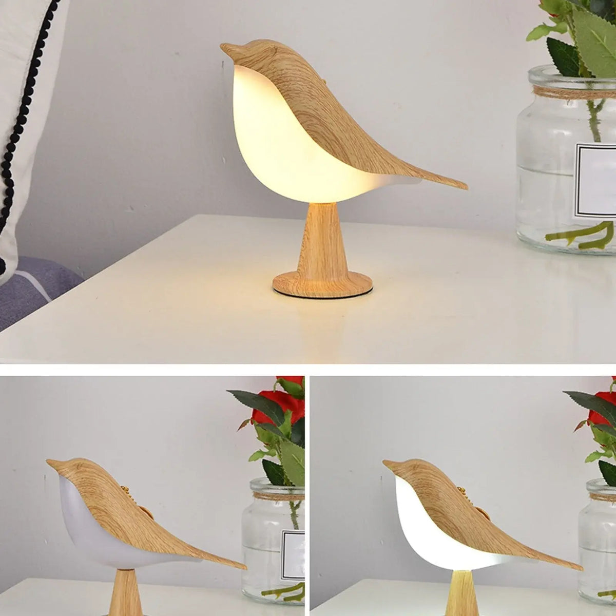 Veilleuse Oiseau en Bois Tactile pour une ambiance douce