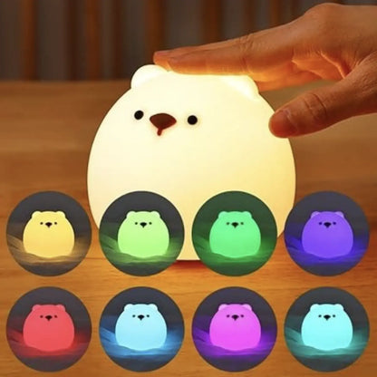 Veilleuse Ours LED Tactile en Silicone - Douceur et Sécurité