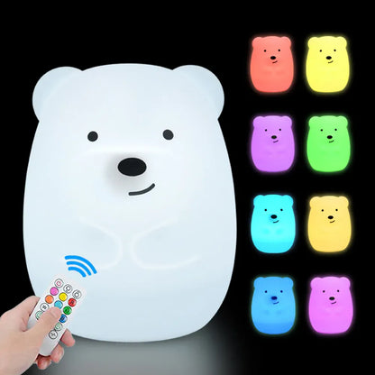 Veilleuse Ours Tactile avec Télécommande en Silicone - Pratique et Ludique